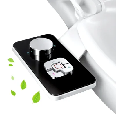 SAMODRA Bidet Attachment - Non-Electric Cold Water Toilet Seat Bidet with Adjustable Pressure Controls, Retractable Self-Cleaning Dual Nozzles for Front & Rear Wash, Easy Install (Black)