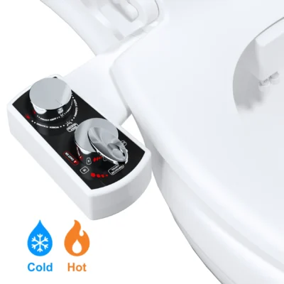 Bidet Attachment for Toilet - Hot and Cold Water Non-Electric Dual Nozzle with Adjustable Pressure, Frontal & Rear Wash Self-Cleaning Sprayer